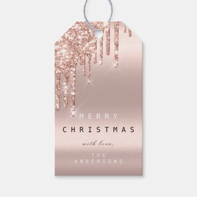 Mata in Helgdag Gift Märkre Glitter Drips Spark Lu Presentetikett (Framsidan)