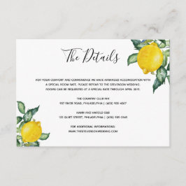 Mata in kort för Lemons bröllop