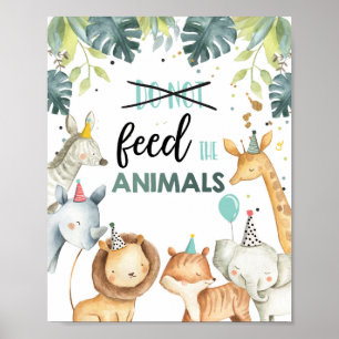 Mata inte Animals Safari Birthday Bord-tecken Poster