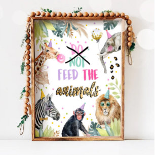 Mata inte Animals Safari Birthday Bord-tecken Poster