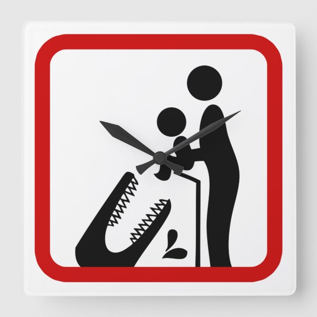 Mata inte Baby till Crocodile Zoo Sign Fyrkantig Klocka (Framsida)