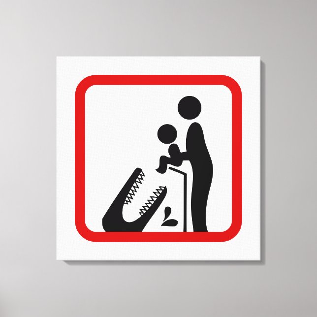 Mata inte Baby till Crokodile Zoo-signalen Canvastryck (Framsida)