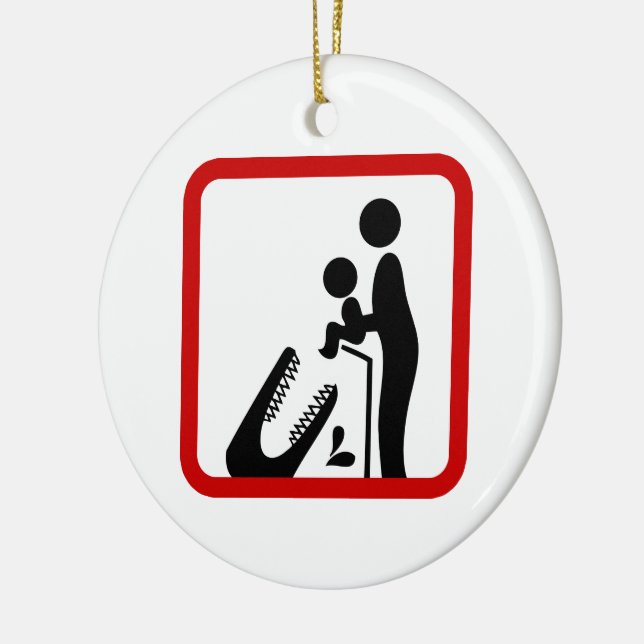 Mata inte Baby till Crokodile Zoo-signalen Julgransprydnad Keramik (Vänster)