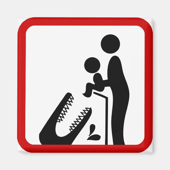 Mata inte Baby till Crokodile Zoo-signalen Magnet (Framsidan)