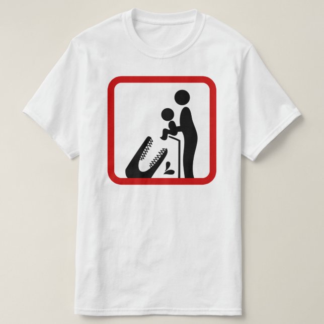 Mata inte Baby till Crokodile Zoo-signalen Tee (Design framsida)