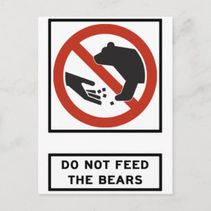 Mata inte Bears Highway Sign Vykort