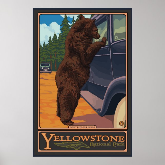 Mata inte björnarna - nationalparken Yellowstone Poster (Framsidan)