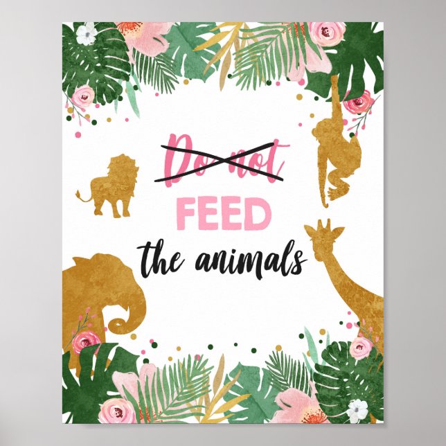 Mata inte djuret Safari Animals Girl Birthday Poster (Framsidan)