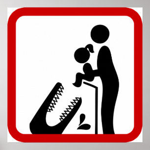 Mata inte dotter till Crokodile Zoo-signalen Poster