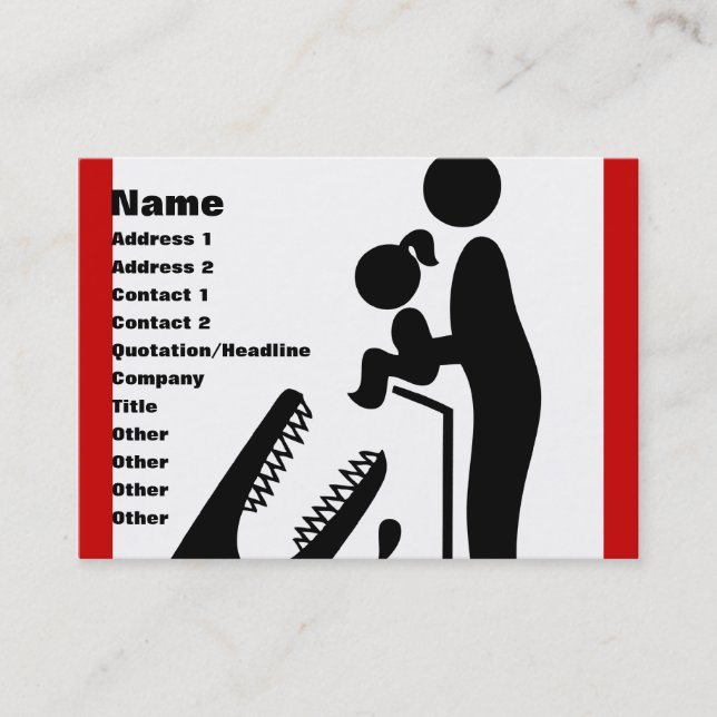 Mata inte dotter till Crokodile Zoo-signalen Visitkort (Framsida)