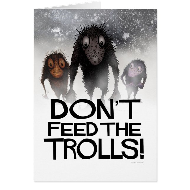 Mata inte trollen! - Rolig trollillustration Hälsningskort (Framsidan)