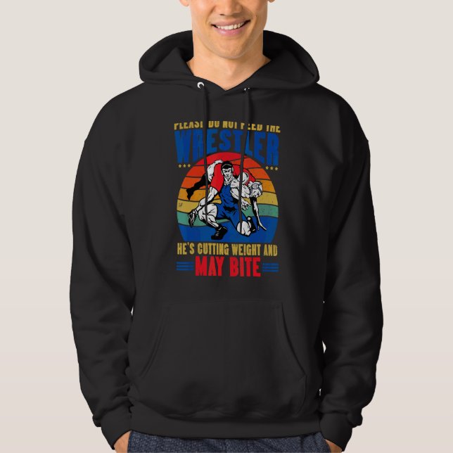 Mata inte Wrestler Wrestling Vintag Hoodie (Framsida)