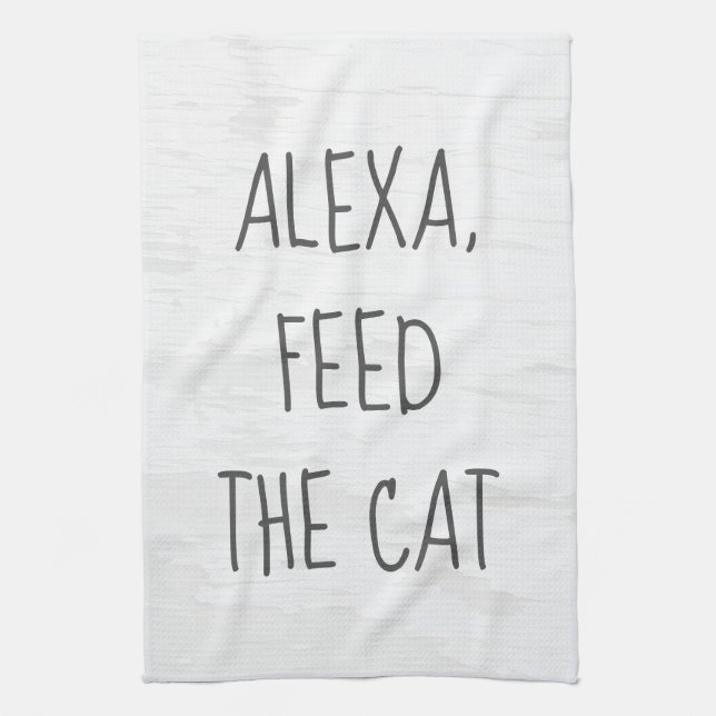 Mata katten Alexa kommando humor Kökshandduk (Vertikal)
