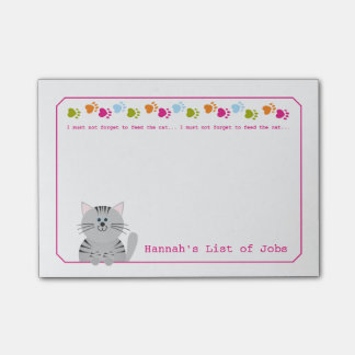 Mata katten postar den noterar post-it block