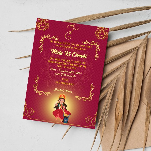 Mata Ki Chowki Goddess Durga Jagrata-inbjudan Inbjudningar (Skapare uppladdad)