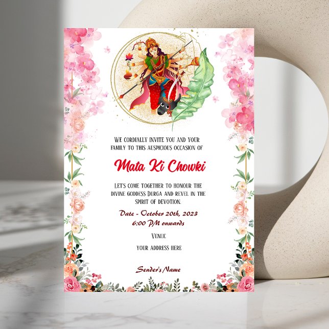 Mata Ki Chowki Goddess Durga Jagrata-inbjudan Inbjudningar (Skapare uppladdad)