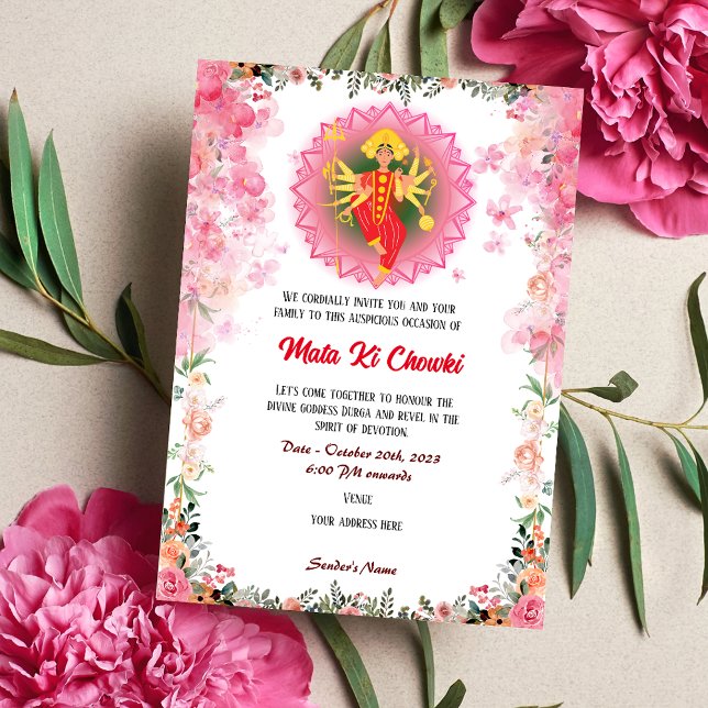 Mata Ki Chowki Goddess Durga Jagrata-inbjudan Inbjudningar (Skapare uppladdad)