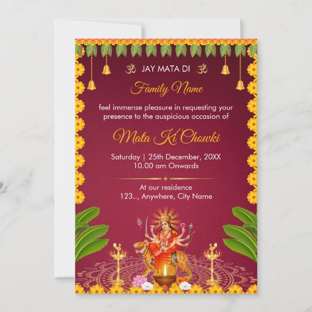 Mata Ki Chowki-inbjudningskort Inbjudningar (Framsida)