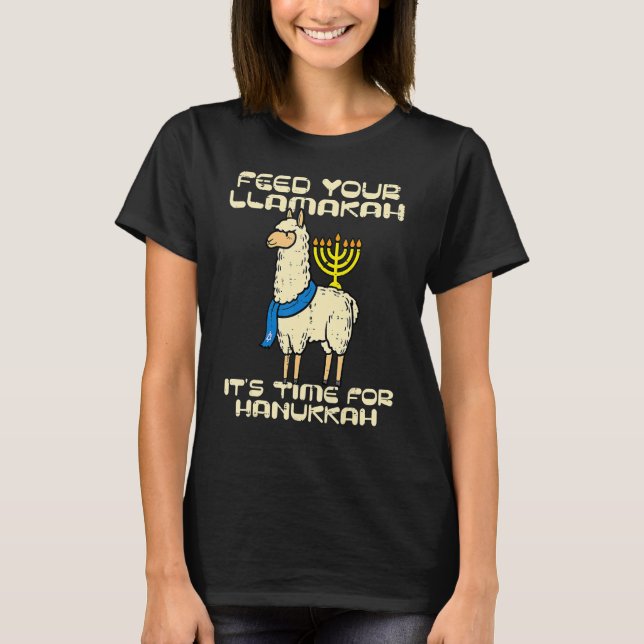 Mata Llamakah Llama Hanukkah Pajamas Chanukah T Shirt (Framsida)