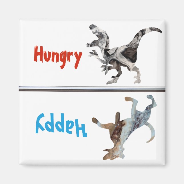 Mata Matat Hund Magnet Hungrig Lycklig Dinosaur Fu (Framsidan)