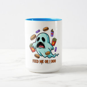 Mata mig eller jag Boo Ghost Halloween Två-Tonad Mugg