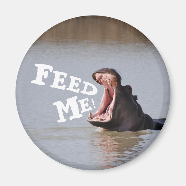 Mata mig! Hippo Funny Fridge Magnet (Framsidan)