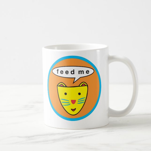 "Mata mig" kattlogotypmuggen Kaffemugg (Höger)
