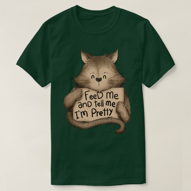 Mata mig och berätta om Söt Cat Brown T Shirt (Design framsida)