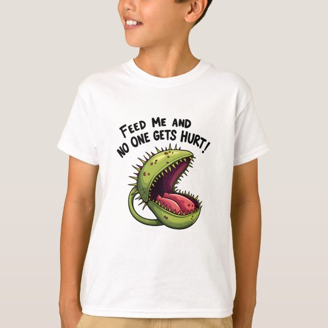 Mata mig och ingen får Ont venusfällan T Shirt (Framsida)