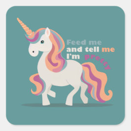 Mata mig och säg att jag är söt fyrkantigt klistermärke