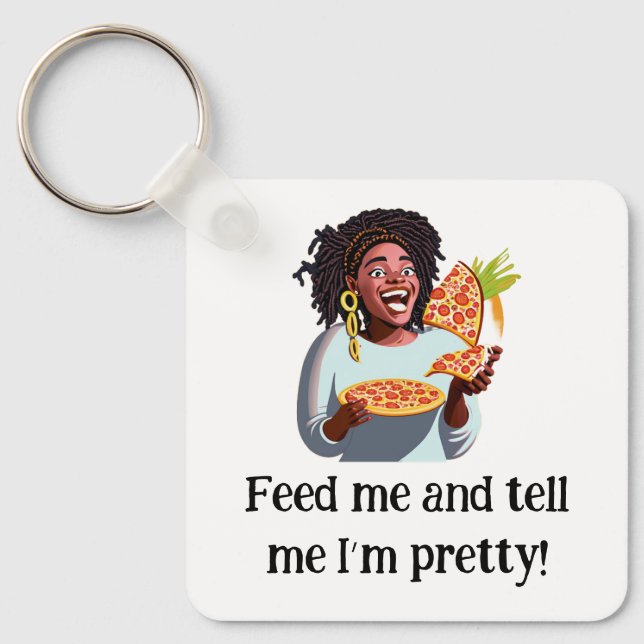 Mata mig och säg att jag är söt nyckelring (Framsida)