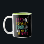 Mata mig Organic Food och säg att jag är Söt Lusti Två-Tonad Mugg<br><div class="desc">Mata mig Organic Food berätta att jag är Söt. Lönsam och humoristisk design för dem som kärlekar organiskt mat. Denna retrotypografiprodukt är underbar för dem som är emot genetiskt modifierade organismer i livsmedel. Perfekt för alla som kärlek att äta rent och från naturliga källor. Underbar julklapp och födelsedagspresent för vänner...</div>