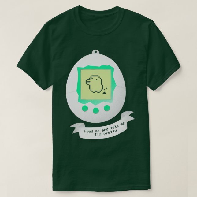 Mata mig Tamagotchi Virtuell Pet Cute Creature T Shirt (Design framsida)