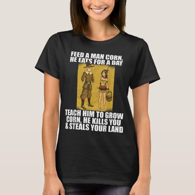 MATA PILGRIMS MAJ Thanksgiving Native American Me T Shirt (Framsida)