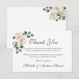 Mata tackkort för Vit ros-Bröllop Tack Kort