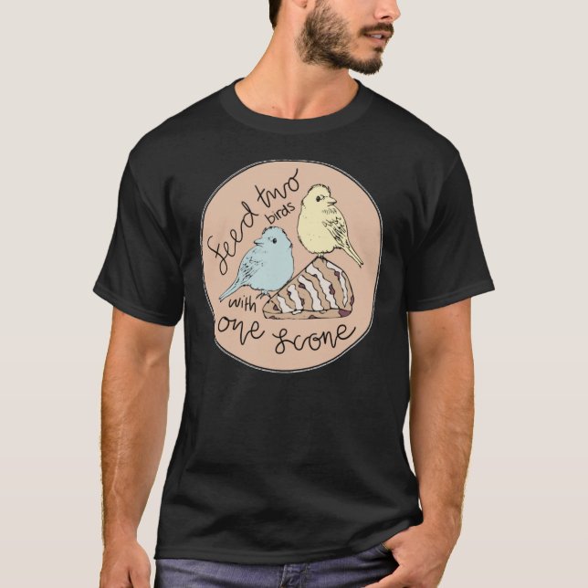 Mata två fåglar med en kon  t shirt (Framsida)