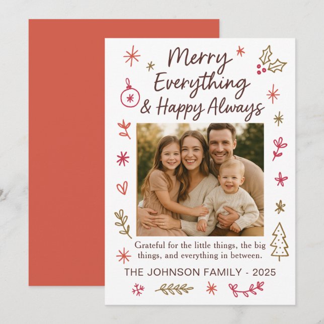 Mata ut allt skribentbord, Doodle-julkort Julkort (Fram/baksida)