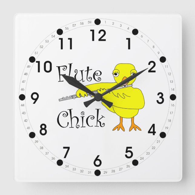 Mata ut Chick Fyrkantig Klocka (Framsida)