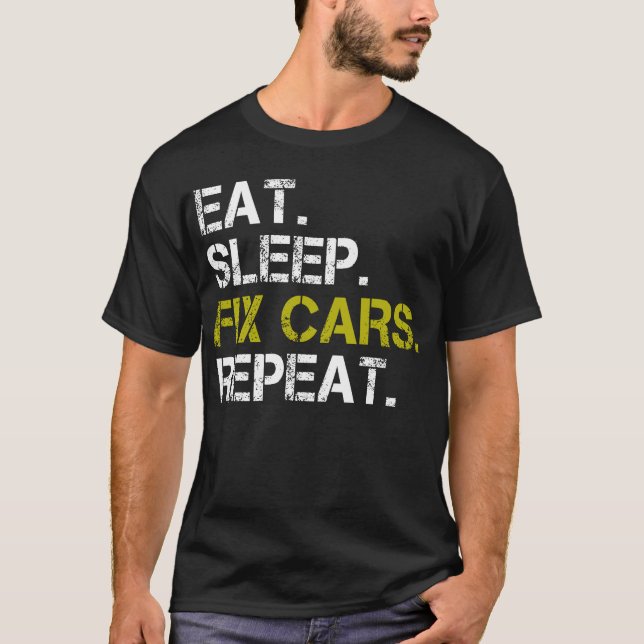 Mata vilofickor Upprepa motorns mekaniska mekanism T Shirt (Framsida)