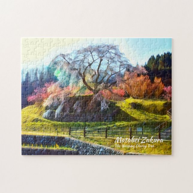 Matabei-Zakura: Weeping Cherry Träd Pussel (Horisontell)