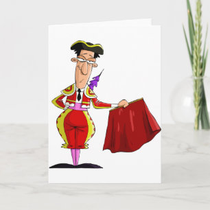 Matador med röd kappa Spansk tjurfäktare Kort