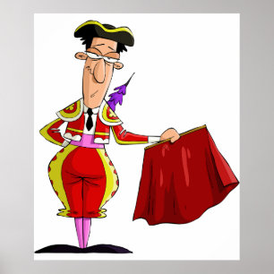 Matador med röd kappa Spansk tjurfäktare Poster