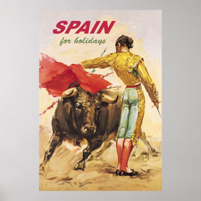 Matador och tjur. Tjurfäktning. Spanien för semest Poster (Framsidan)