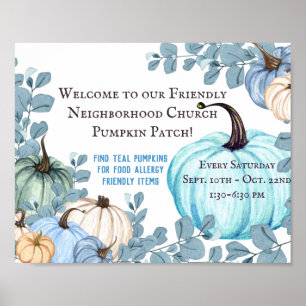 Matallergi, Friendly Teal Pumpkin Patch Poster
