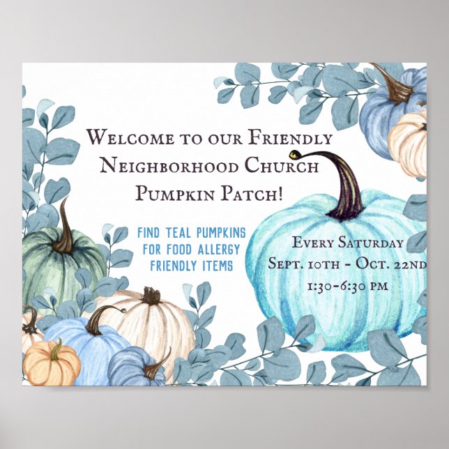 Matallergi, Friendly Teal Pumpkin Patch Poster (Framsidan)