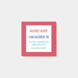 Matallergi Varnings Restaurang Varning Anpassad Post-it Block