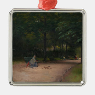 Matande av fåglar i parken (av Paul Peel) Julgransprydnad Metall