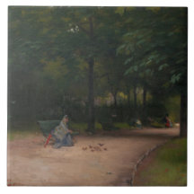 Matande av fåglar i parken (av Paul Peel)