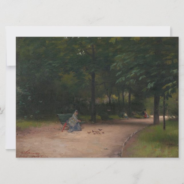 Matande av fåglar i parken (av Paul Peel) Kort (Framsida)