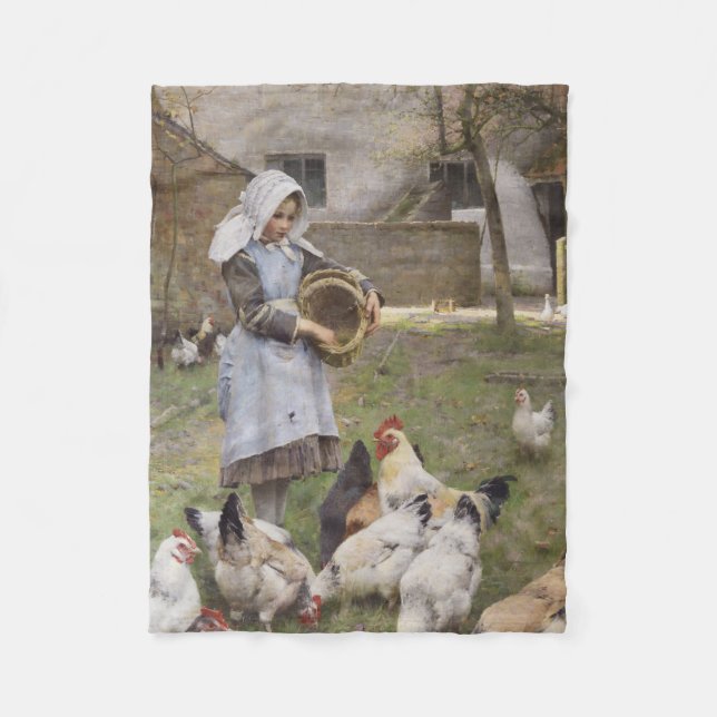 Matande av kycklingar (av Walter Frederick Osborne Fleecefilt (Framsidan)